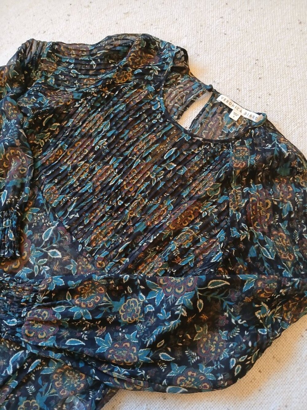 Veronica Beard floral paisley long sleeve blouse size 6
